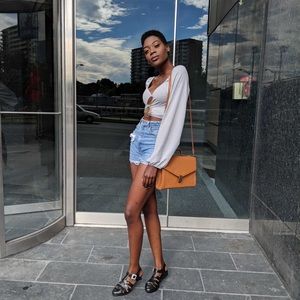 front cross, tie back, long sleeved zara blouse